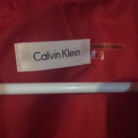 Calvin Klein Red Short Sleeve Ruffled Cocktail Dress Size 14 - Picture 3 of 4